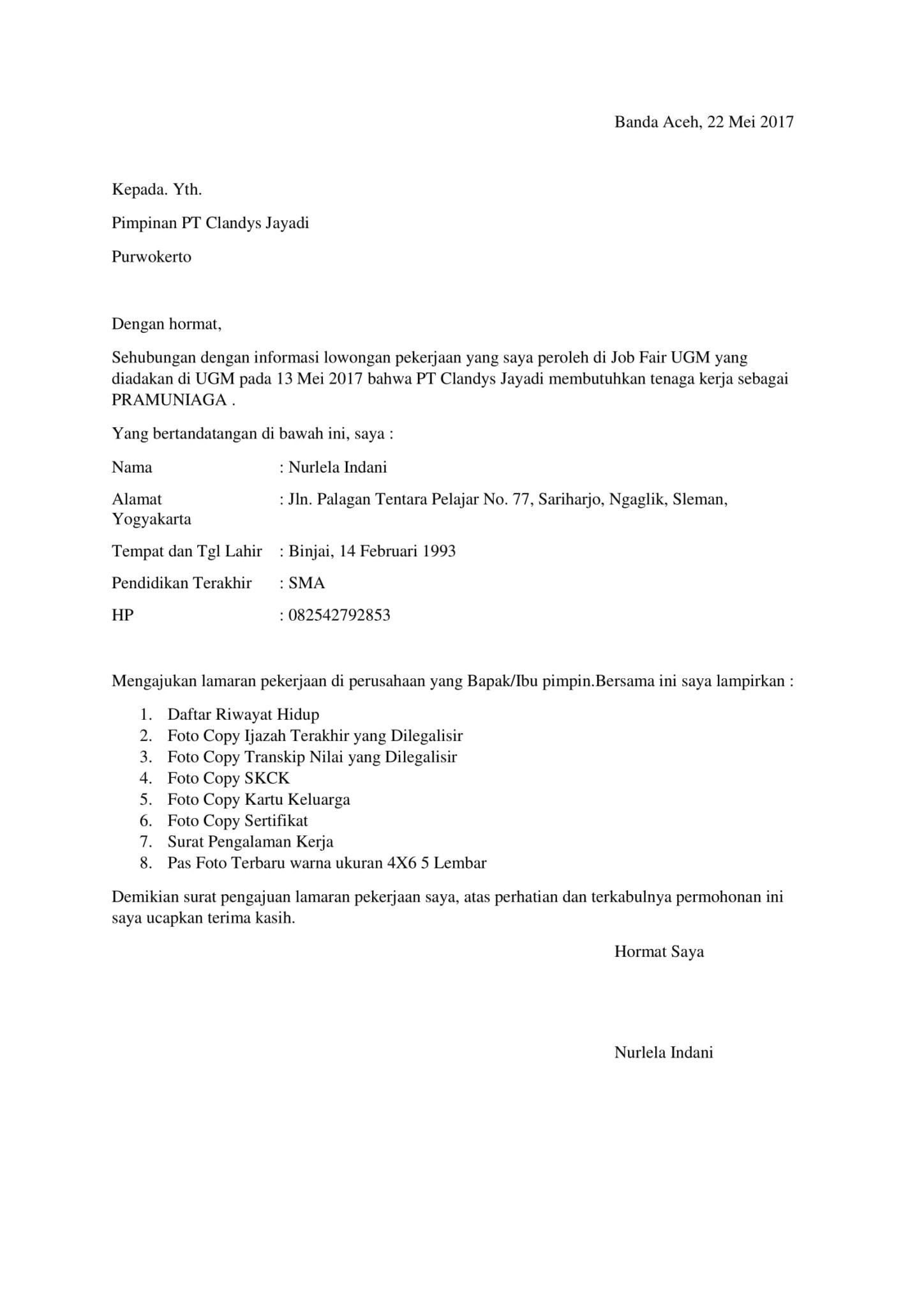 25 Contoh Surat Lamaran Kerja Baik &amp; Benar (Download PDF