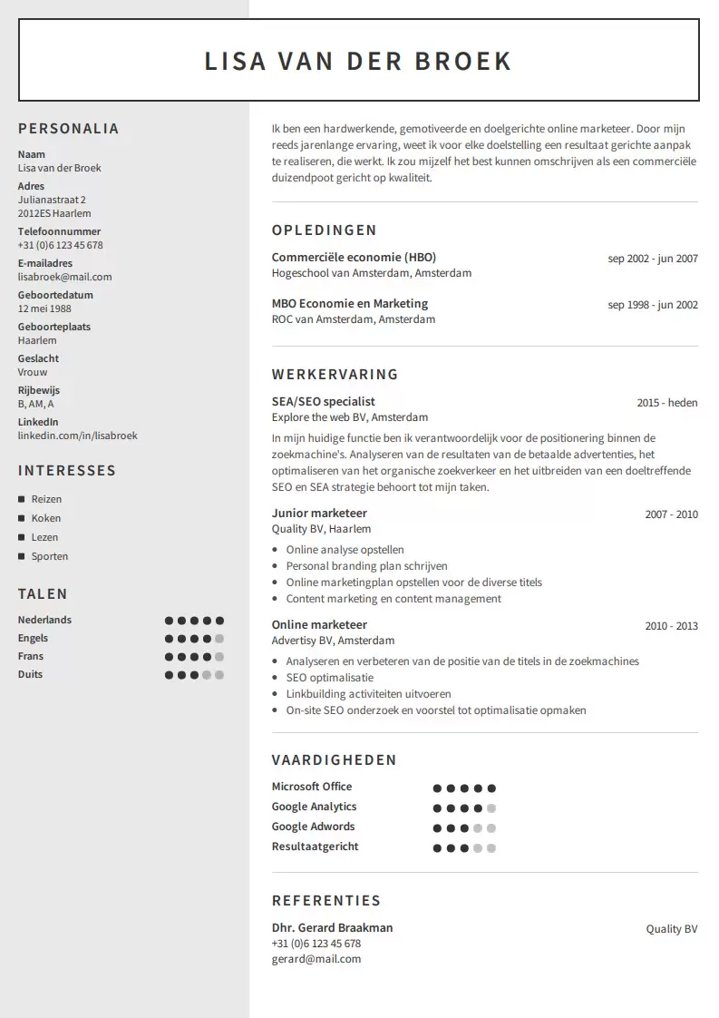 Contoh CV lamaran kerja administrasi